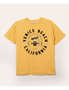 C&A camiseta infantil de algodão skate amarela