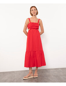 C&A vestido midi recortes mindset vermelho