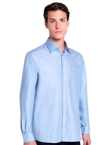Camisa Dudalina Masculina Comfort Tricoline Lisa Azul