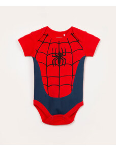 C&A body infantil manga curta homem aranha vermelho