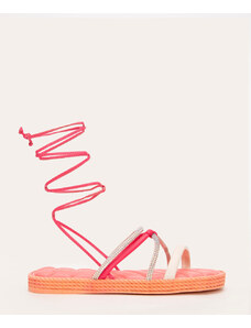 C&A sandália flatform amarração moleca pink