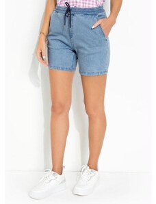 Bonprix Shorts Jeans com Elástico Azul Claro