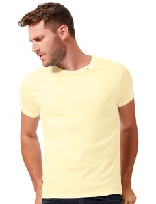 Camiseta Replay Masculina Basic Crewneck Logo Amarelo Claro