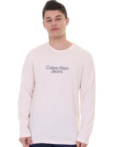 Camiseta Calvin Klein Jeans Masculina Manga Longa Sustainable Off-White