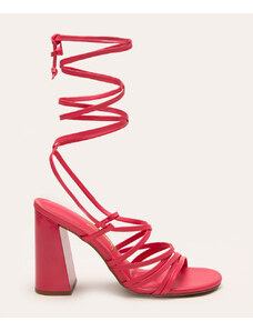 C&A sandália tiras finas lace up salto alto vizzano pink