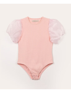 C&A body infantil de algodão mangas bufantes rosa