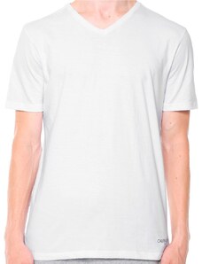 Camisetas Calvin Klein Underwear Masculinas V-Neck Branca e Preta Pack 2UN