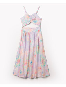 C&A vestido infantil de viscose floral lilás