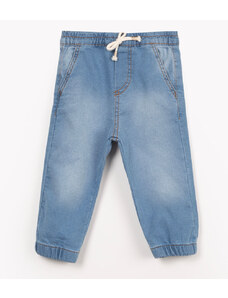 C&A calça jeans infantil jogger com cordão azul