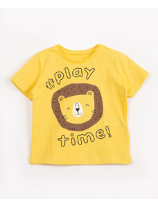 C&A camiseta infantil de algodão manga curta leão amarelo