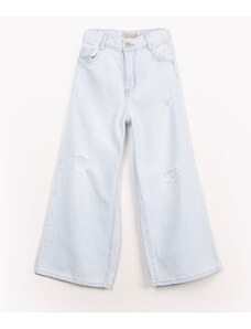 C&A calça infantil jeans wide destroyed azul claro