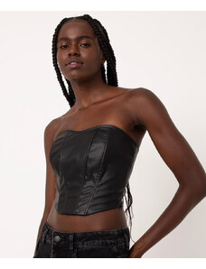 C&A cropped corset de pu preto