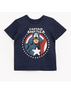 C&A camiseta infantil de algodão manga curta capitão américa azul marinho