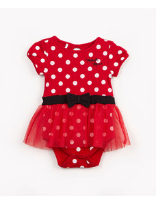 C&A body infantil de algodão Minnie com saia em tule vermelho