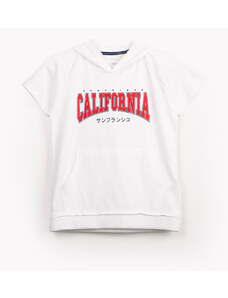 C&A camiseta infantil de moletinho Califórnia manga curta com capuz off White