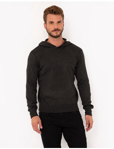 C&A suéter de tricô com capuz cinza mescla escuro