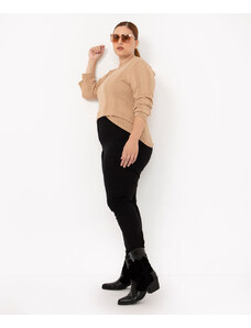 C&A Calça Skinny de Sarja Plus Size Cintura Super Alta Preta preto