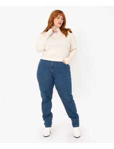 C&A Calça Jeans Feminina Plus Size Mom Azul Escuro azul escuro