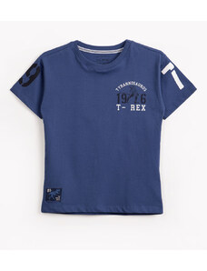 C&A camiseta infantil de malha dinossauro manga curta azul