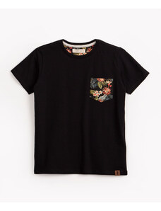 C&A camiseta infantil de malha com bolso manga curta preto