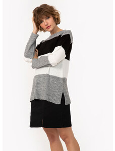 C&A suéter de tricô listrado decote redondo cinza