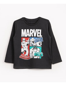C&A camiseta infantil de malha Marvel manga longa cinza
