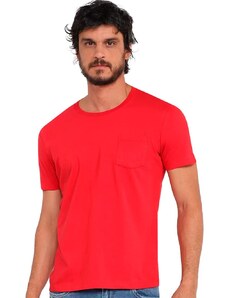 Camiseta Ellus Masculina Cotton Fine Logo Pocket Vermelha