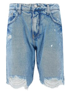 Bermuda Calvin Klein Jeans Masculina Destroyed Splash Azul Claro