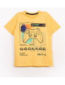 C&A camiseta infantil de malha game manga curta amarela