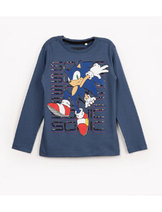 C&A camiseta infantil de malha Sonic manga longa azul