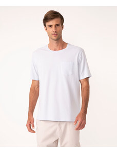 C&A camiseta de algodão texturizada com bolso manga curta gola careca azul