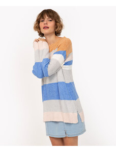 C&A suéter de tricô listrado decote redondo off white