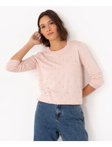 C&A suéter de tricô com pérolas rosa