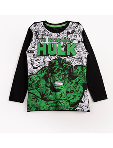 C&A camiseta de malha infantil hulk manga longa preta