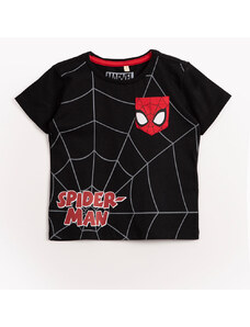 C&A camiseta de malha infantil homem aranha manga curta preta