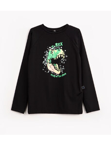 C&A camiseta de malha infantil dinossauro manga longa proteção uv+ preto