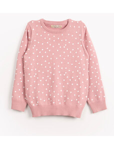 C&A suéter infantil de tricô corações rosa