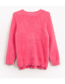 C&A suéter de tricot infantil pelinho gola redonda rosa