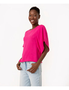 C&A blusa ampla de viscose manga curta rosa