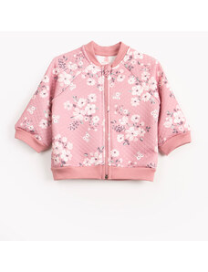 C&A jaqueta de malha infantil bomber floral em matelassê rosa escuro