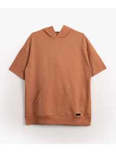 C&A camiseta juvenil de moletom oversized com capuz marrom