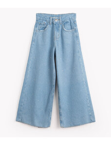C&A calça jeans infantil wide leg com brilho azul claro