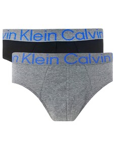 Cueca Calvin Klein Brief Cotton Stretch Preta e Cinza Blu Logo Pack C11.03 CZ06 2UN
