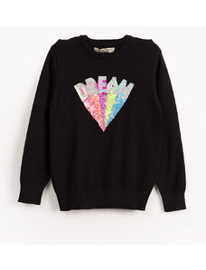 C&A suéter infantil em tricô com paetê preto