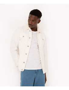 C&A jaqueta de sarja com pelúcia plus size off white