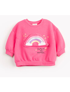 C&A blusa infantil de moletom manga longa arco íris pink