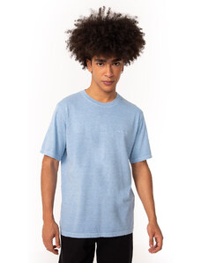 C&A camiseta de algodão life is good estonada manga curta azul claro