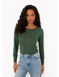 C&A blusa de tricô com recorte e manga longa verde escuro