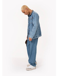 C&A jaqueta jeans trucker gola cotelê manga longa azul médio