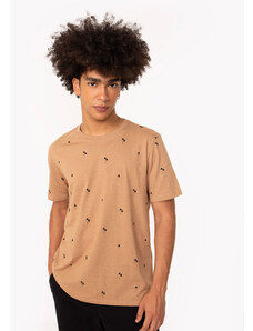 C&A camiseta coqueiros manga curta gola redonda bege